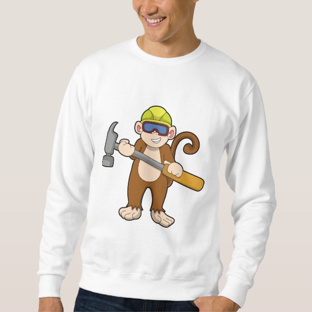 Moletom Macaco como artesão com martelo (Frente)