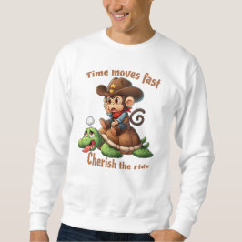 Moletom Macaco Cowboy Fofo Montando Tartaruga