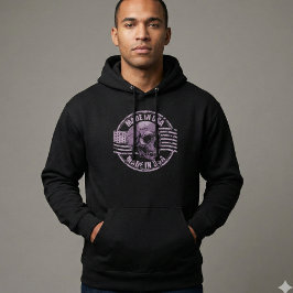 Moletom Made in USA Distressed Purple Skull Men's Hoodie
