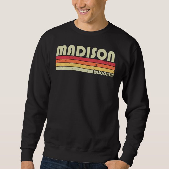 Moletom Madison Wi Wisconsin Funny City Home Roots Retro 8 (Frente)