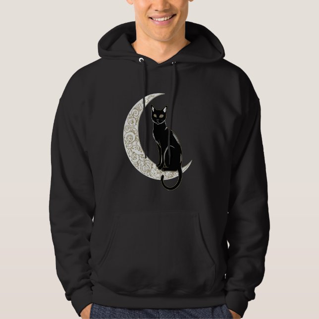 Moletom Magia de Moon Crescente Gato Negro (Frente)