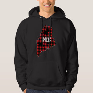 Moletom Maine ME State Red Xadrez Fill Moose Hunting Crist