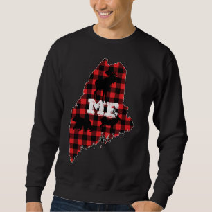 Moletom Maine ME State Red Xadrez Fill Moose Hunting Crist