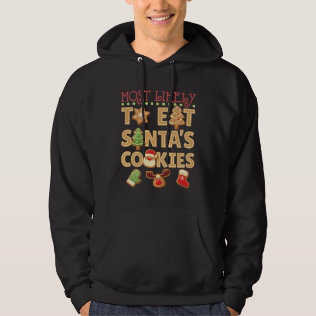 Moletom Mais propensa a comer cookies de Papai noel (Frente)