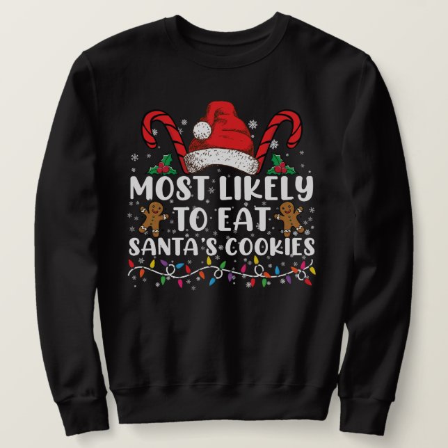 Moletom Mais Propenso a Comer os Biscoitos do Papai Noel N (Frente do Design)