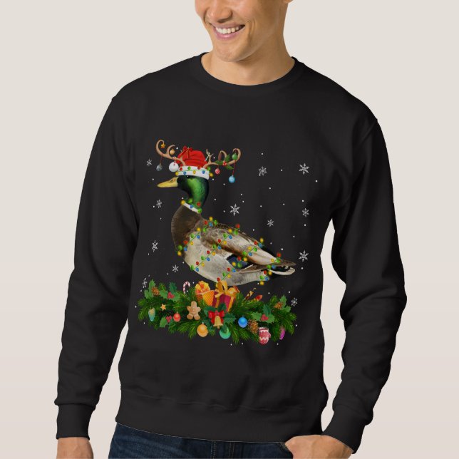 Moletom Mallard Duck Lover Reindeer Santa Hat Mallard Chri (Frente)