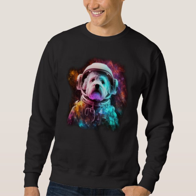 Moletom Maltese Astronaut Dog Colorful Outer Space Explore (Frente)