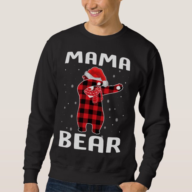 Moletom Mama Bear Dabbing Christmas Pajama with Santa Hat (Frente)