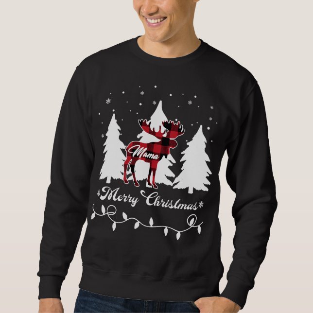 Moletom Mama Moose Buffalo Xadrez Vermelho Natal Combinand (Frente)