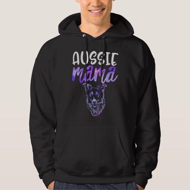 Moletom Mamãe Aussie Pastor Australiano Mãe Cadela Pastor (Frente)