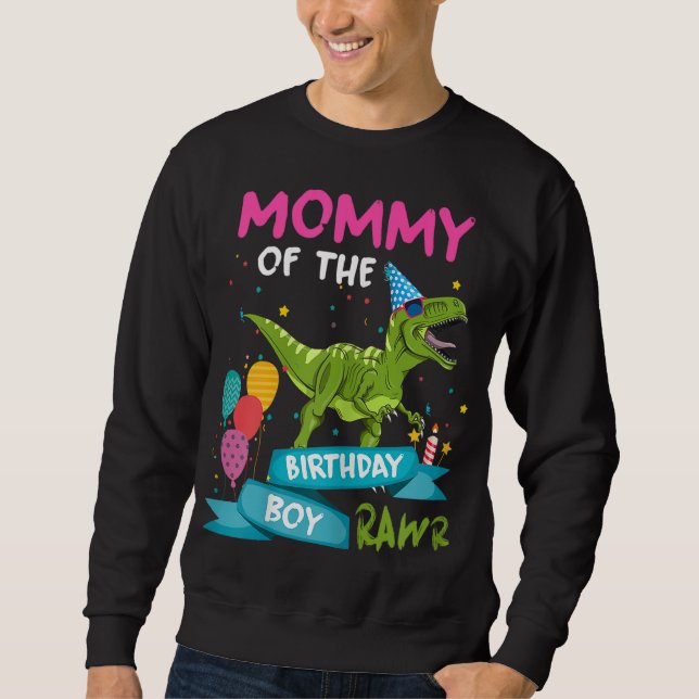 Moletom Mamãe do Birthday Boy T-Rex RAWR Dinossaur Birt (Frente)