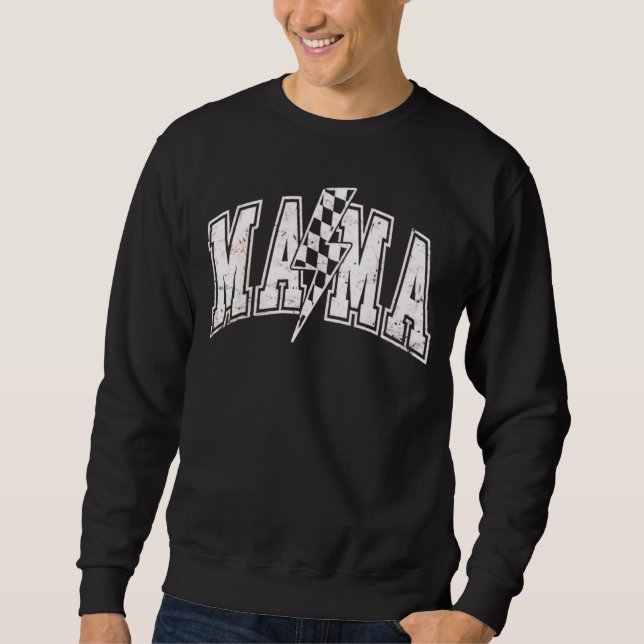 Moletom Mamãe Relâmpago Xadrez Varsity Mãe Mulheres (Frente)