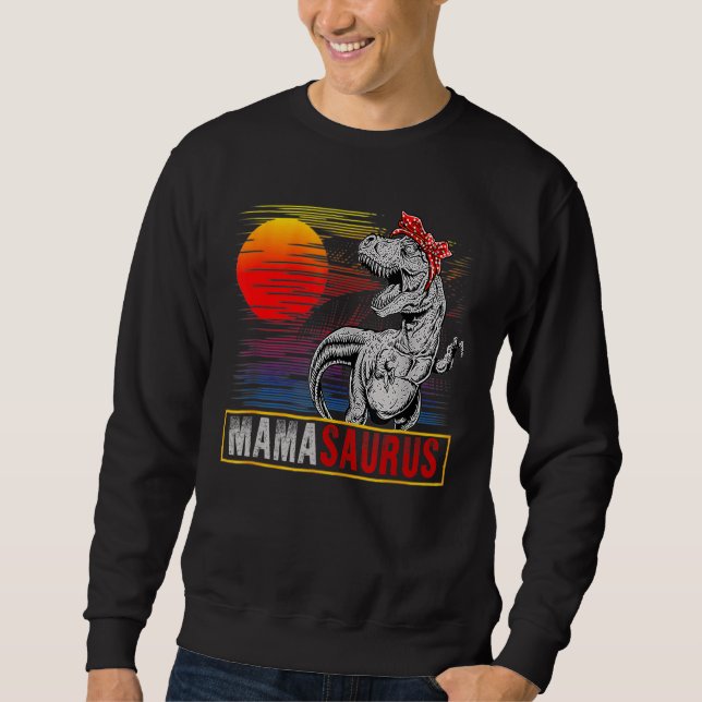 Moletom Mamasauro Rex Dinossaur Retro Dia de as mães Sunse (Frente)