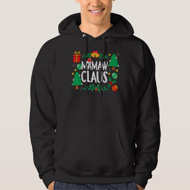 Moletom Mamaw Claus Árvores de Natal Vinculando Fam (Frente)