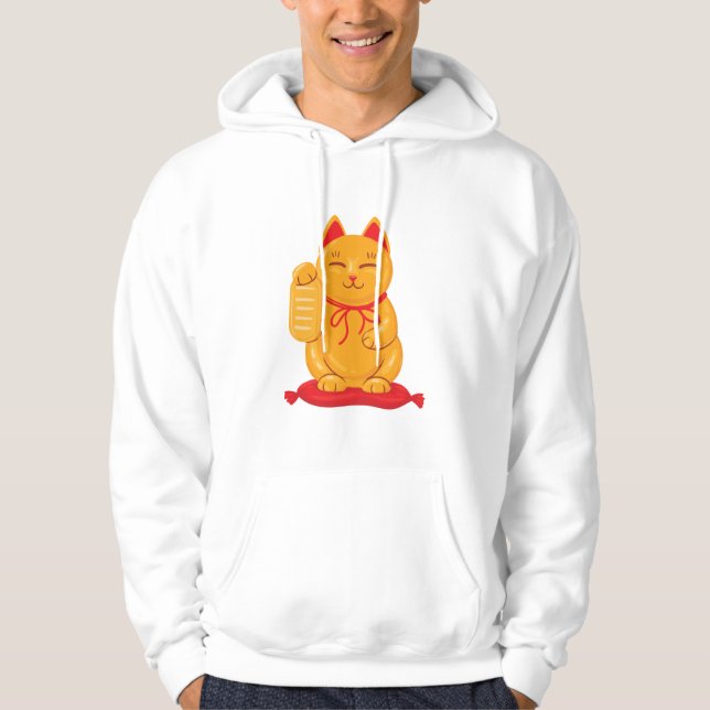 Moletom Maneki Neko Dourado Cat, Símbolo de Riqueza (Frente)