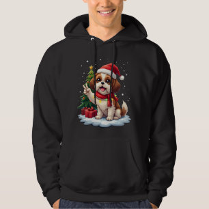 Moletom Mão da Paz Divertida Luzes de Natal Shih Tzu Femin