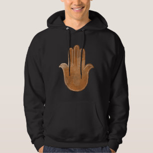 Moletom Mão Hamsa de Fátima impressão Desenho marrom desbo