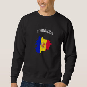Moletom Mapa da Bandeira da Andorra Distressed Retro Andor