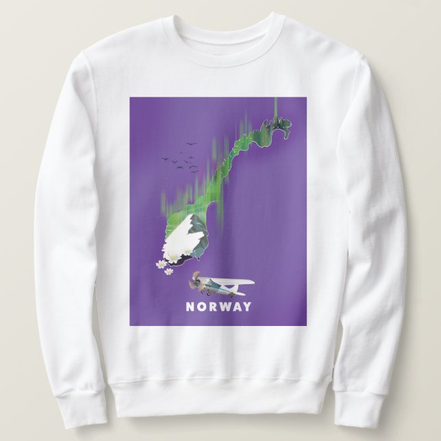 Moletom Mapa da Noruega, impressão ilustrada em poster. (Frente do Design)