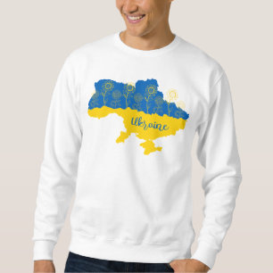 Moletom Mapa da Ucrânia com girassol e bandeira ucraniana