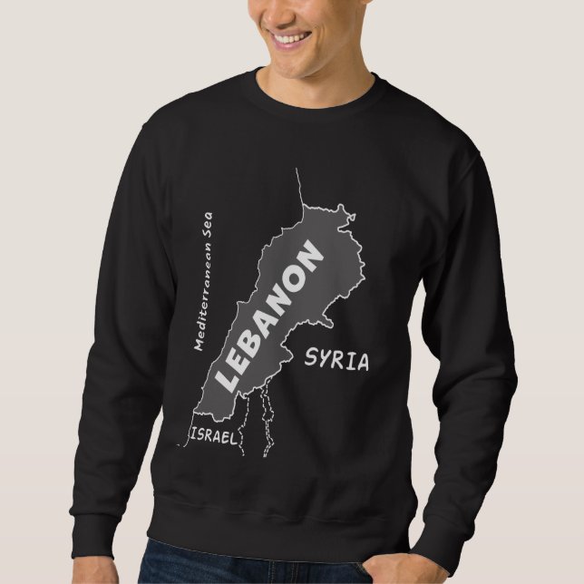 Moletom Mapa de linhas brancas desenhadas à mão do Líbano  (Frente)