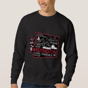 Moletom Mapa de Washington USA Kennewick Seattle Tacoma Fo