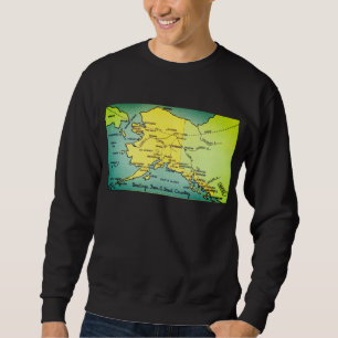 Moletom Mapa do Vintage Alaska - Estreito de Bering, Nome,