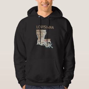 Moletom Mapa Físico Do Rio Grandes Cidades Da Louisiana