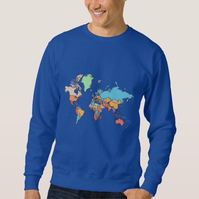 Moletom Mapa Mundial de Pixel - Design global de estilo re (Frente)