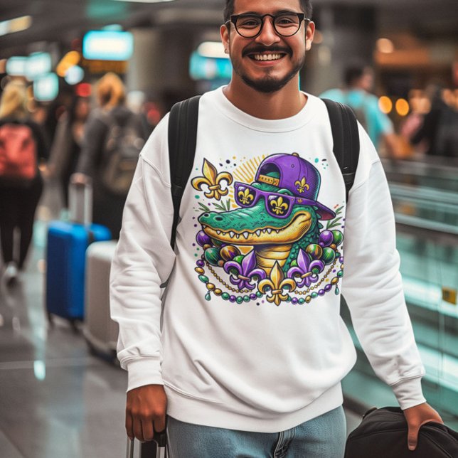 Moletom Mardi Gras Alligator Gator (Criador carregado)