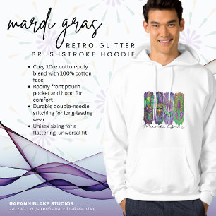 Moletom Mardi Gras Retro Glitter Pincelada Capuz