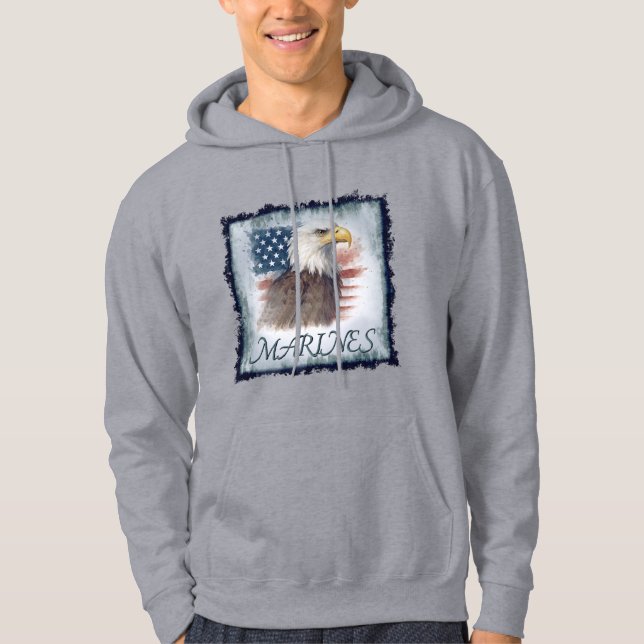 Moletom "Marines" over eagle & flag hoodie (Frente)