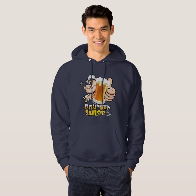 Moletom Marinheiro Bêbado | Homens Hoodie (Frente Completa)