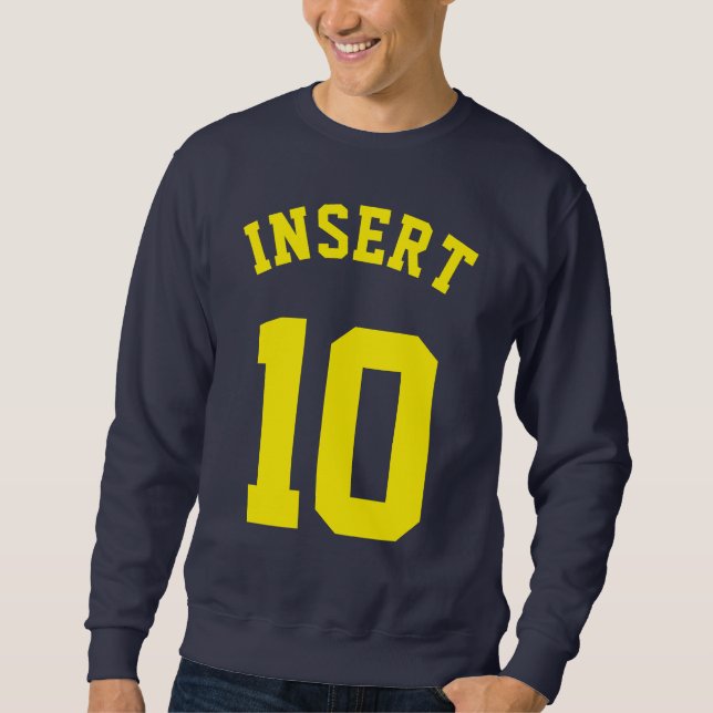 Moletom Marinho & design amarelo do jérsei dos esportes (Frente)