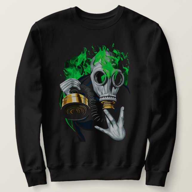 Moletom Máscara de Gás Tóxico: Chamas Neon (Frente do Design)