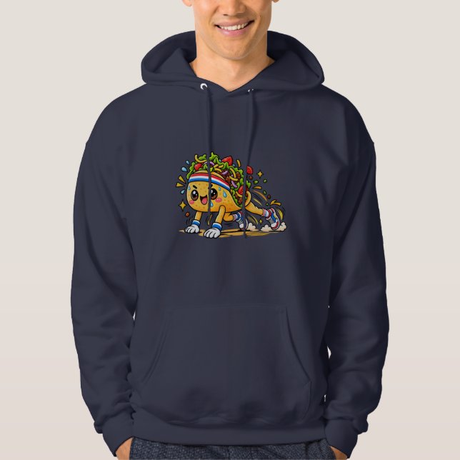 Moletom Mascote de comida de taco fofo correndo (Frente)
