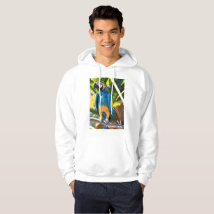 Moletom Masculino Básico com Capuz Arara Azul