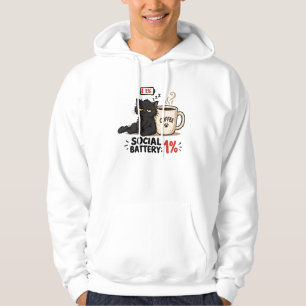 Moletom masculino Funny Cat Coffee Social Battery