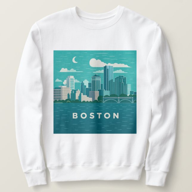 Moletom Massachusetts Night Cityscape | Boston City (Frente do Design)