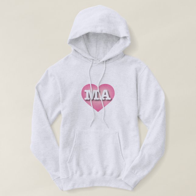 Moletom Massachusetts Pink Fade Heart - Eu amo MÃES (Frente do Design)