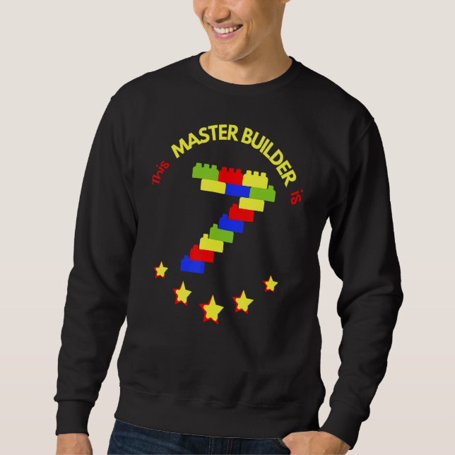 Moletom Master Builder Cute Block Building 7 Birthday Bo (Frente)