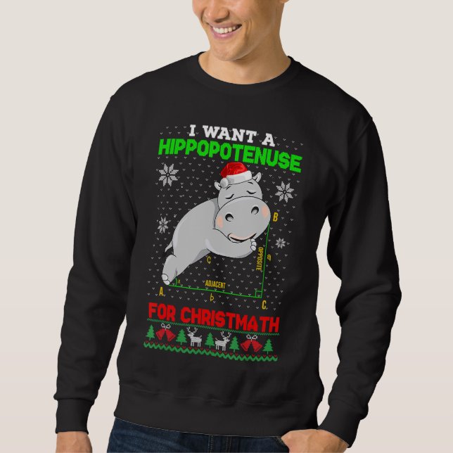 Moletom Matemática Eu Quero Um Hippopotenusa Para Christma (Frente)