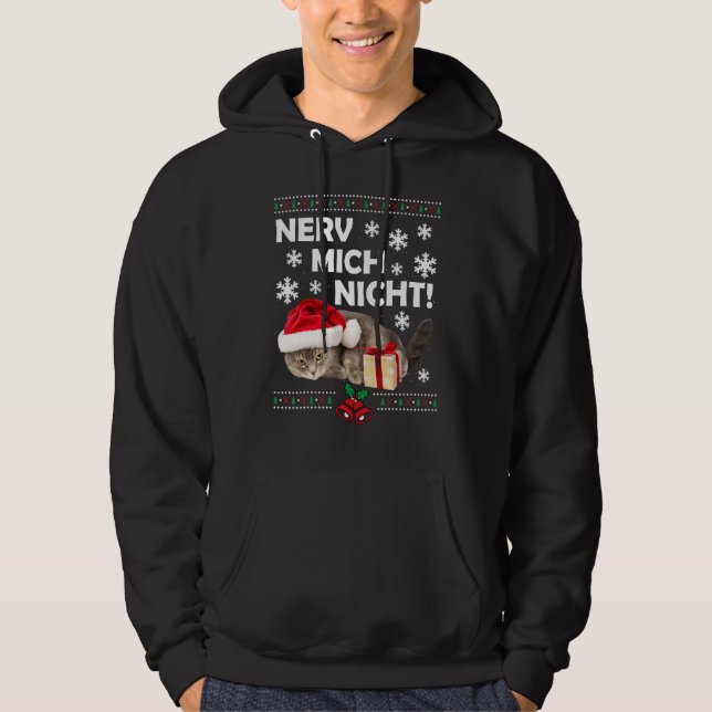 Moletom Mau Papais noeis de Gato Triste de Natal (Frente)