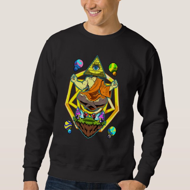Moletom Meditação Buda Psicedélica Illuminati Pirâmide E (Frente)