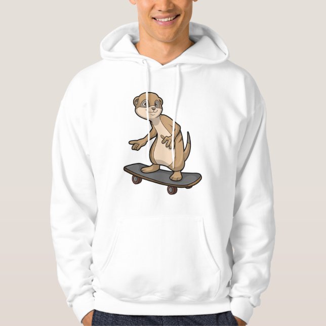 Moletom Meerkat como skater com skate (Frente)