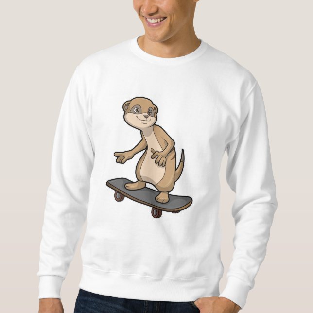 Moletom Meerkat como skater com skate (Frente)