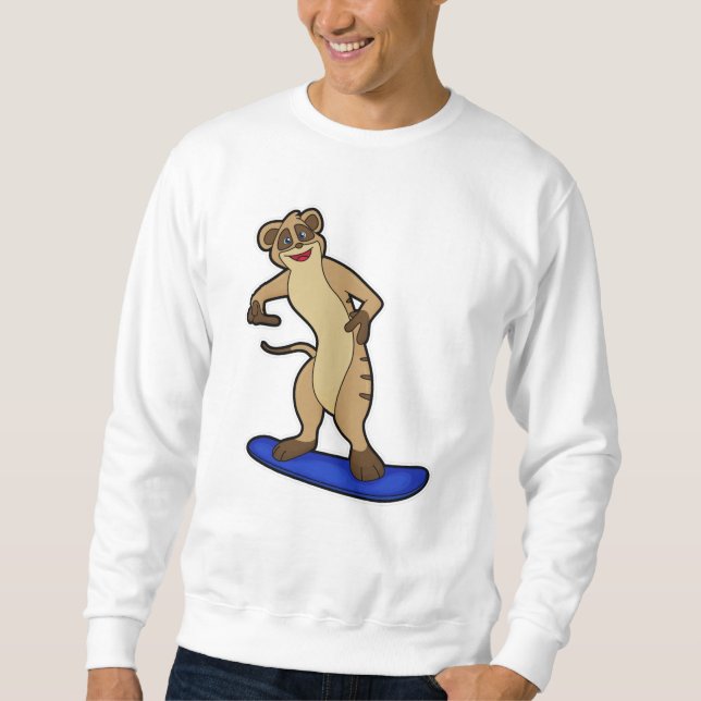 Moletom Meerkat como Snowboarder com Snowboard (Frente)