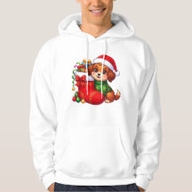 Meia de Natal Alegria do Cachorrinho Papai Noel