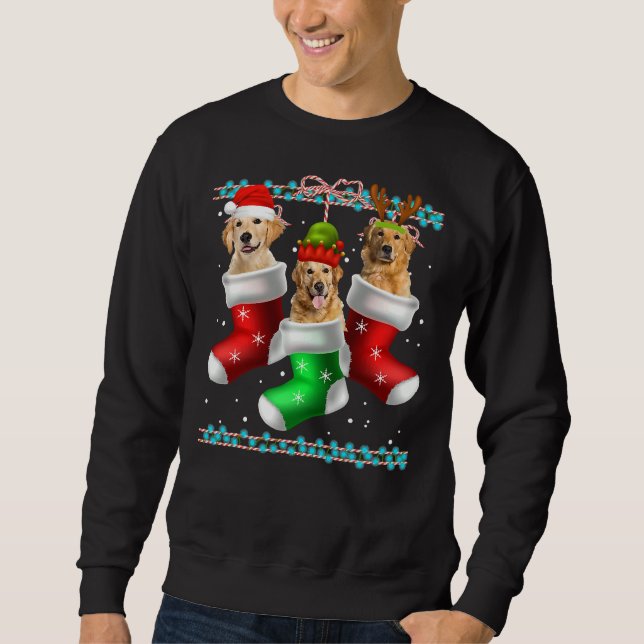 Moletom Meias de Natal para Retriever Ouros de Cães 372 (Frente)