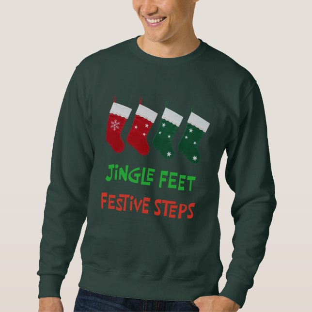 Moletom Meias Festivas Pés Tilintantes Design de Natal (Frente)